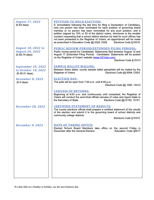 Tentative Calendar for Biennial Governing Board Member Elections - Page 2